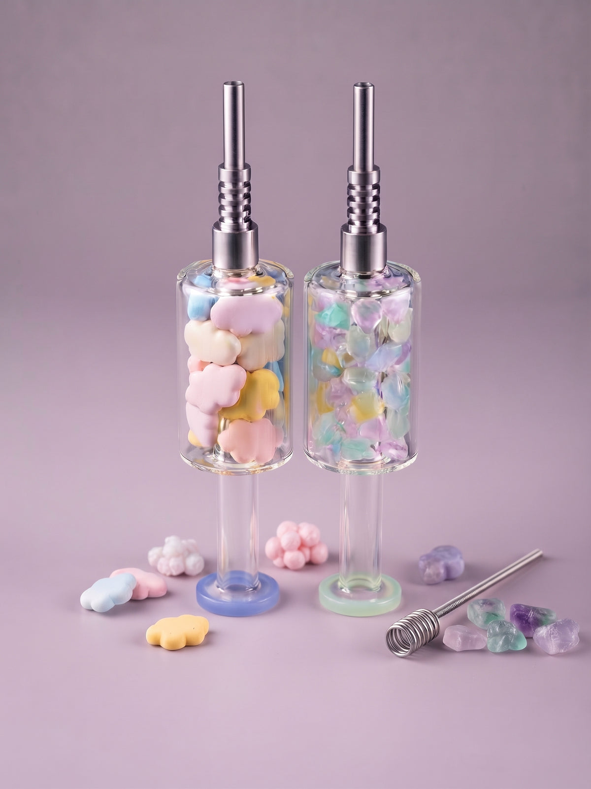 6B04 6B GLASS 3D MARBLE STRAW